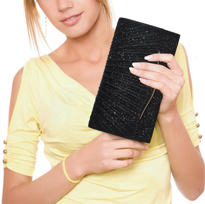 lovyoCoCo Clutch Purses for Women Formal Dressy Evening Bag Handbags Crossbody Bag for Wedding Cocktail Prom Party Elegance Charm (Black) - Image 3