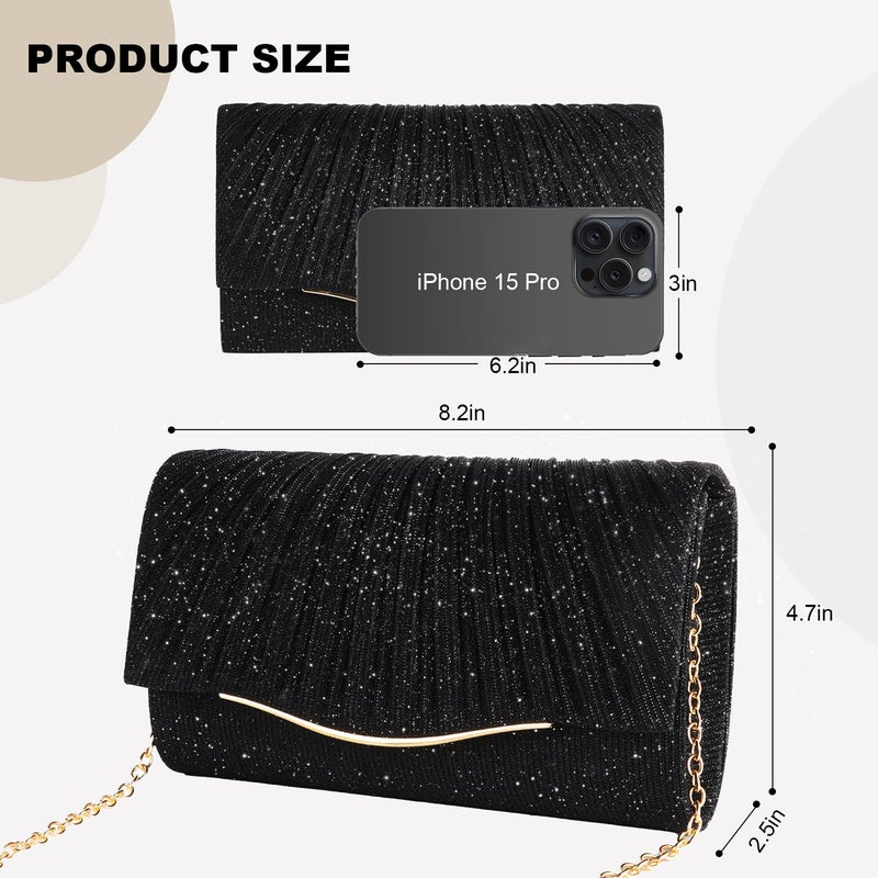 lovyoCoCo Clutch Purses for Women Formal Dressy Evening Bag Handbags Crossbody Bag for Wedding Cocktail Prom Party Elegance Charm (Black) - Image 4