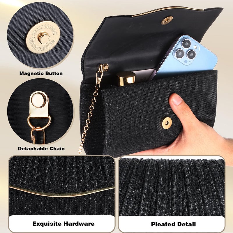 lovyoCoCo Clutch Purses for Women Formal Dressy Evening Bag Handbags Crossbody Bag for Wedding Cocktail Prom Party Elegance Charm (Black) - Image 5