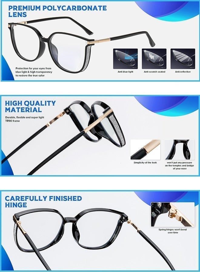 CIKJUK Luxury Design Blue Light Blocking Glasses for Men and Women Diamond Edge Reading Glasses Anti Radiation Eye Glasses Gaming Eyeglasses Computer Eyeglass Anti Eye Strain Eyewear Black - Image 5