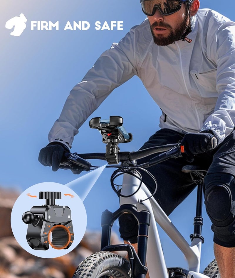 Viccux Motorcycle Phone Mount, Phone Holder [Heavy-Duty Clamp] & [All-Around Secure] for Bike Motorcycle Bicycle Scooter Handlebar, Cell Phone Clip Compatible with 4.7"-6.7" Phones - Image 3