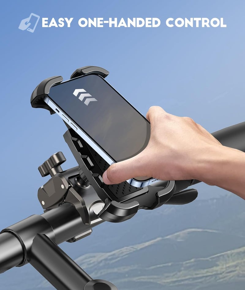 Viccux Motorcycle Phone Mount, Phone Holder [Heavy-Duty Clamp] & [All-Around Secure] for Bike Motorcycle Bicycle Scooter Handlebar, Cell Phone Clip Compatible with 4.7"-6.7" Phones - Image 2