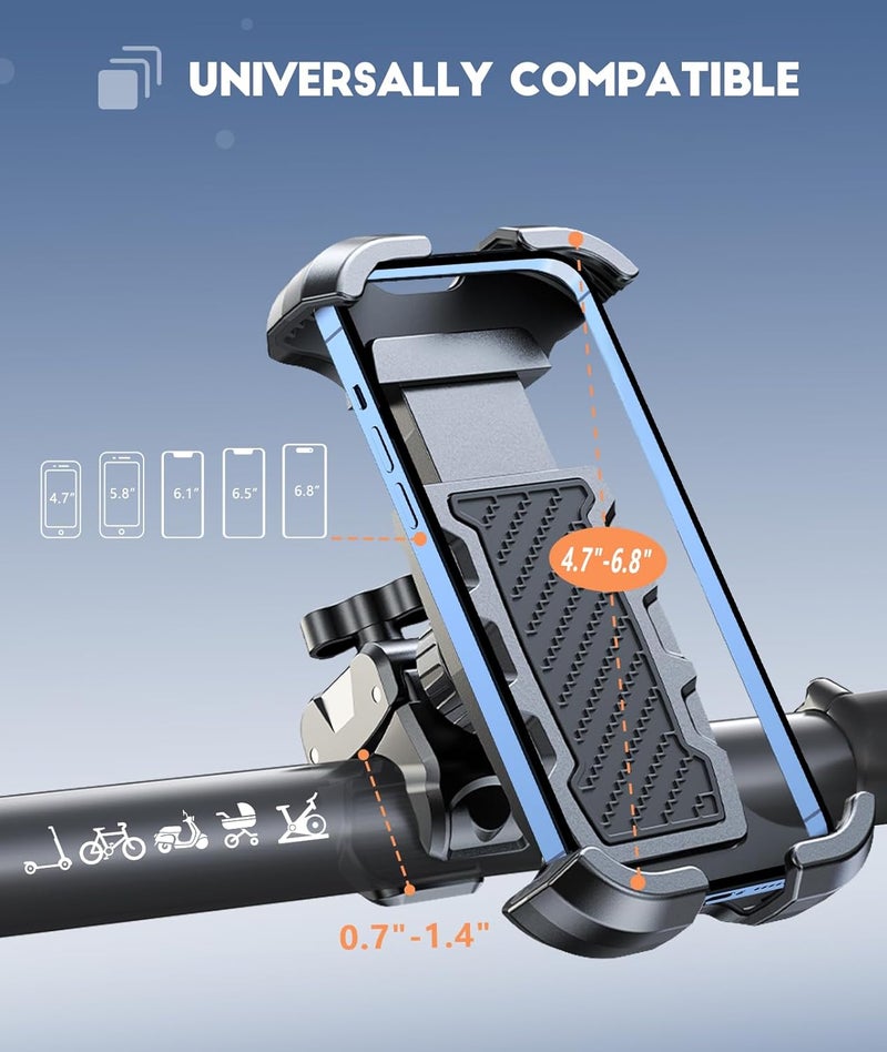 Viccux Motorcycle Phone Mount, Phone Holder [Heavy-Duty Clamp] & [All-Around Secure] for Bike Motorcycle Bicycle Scooter Handlebar, Cell Phone Clip Compatible with 4.7"-6.7" Phones - Image 5