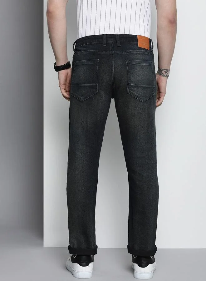 The Indian Garage Co Black The Indian Garage Co Men Mid Rise Whisker Slim Fit Jeans for Men | Best Price UAE