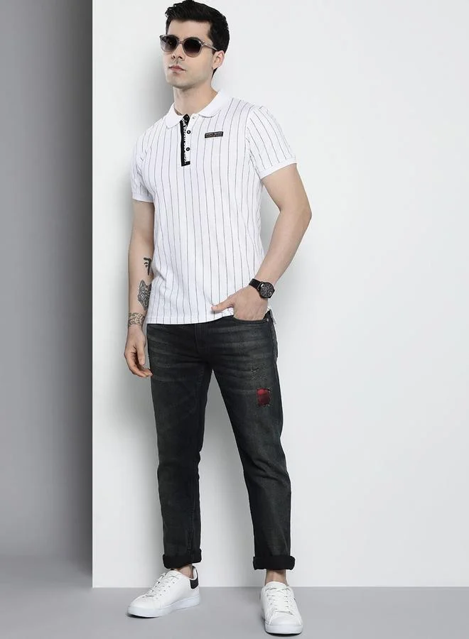 The Indian Garage Co Black The Indian Garage Co Men Mid Rise Whisker Slim Fit Jeans for Men | Best Price UAE