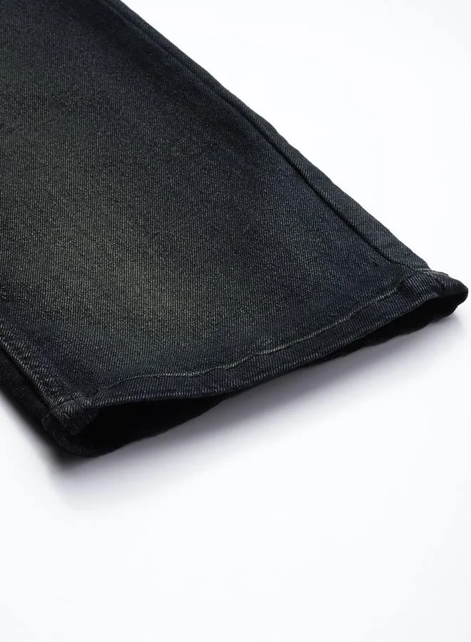 The Indian Garage Co Black The Indian Garage Co Men Mid Rise Whisker Slim Fit Jeans for Men | Best Price UAE