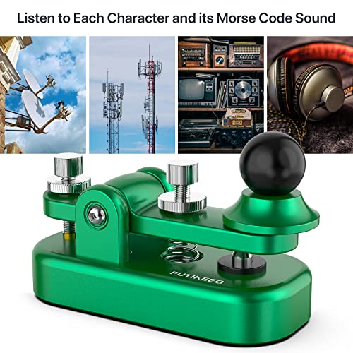 Putikeeg Mini Morse Radio Key CW HAM Send Telegram Double Paddle Morse Code Key with Aluminum Alloy Body Base Green(S) - Image 4