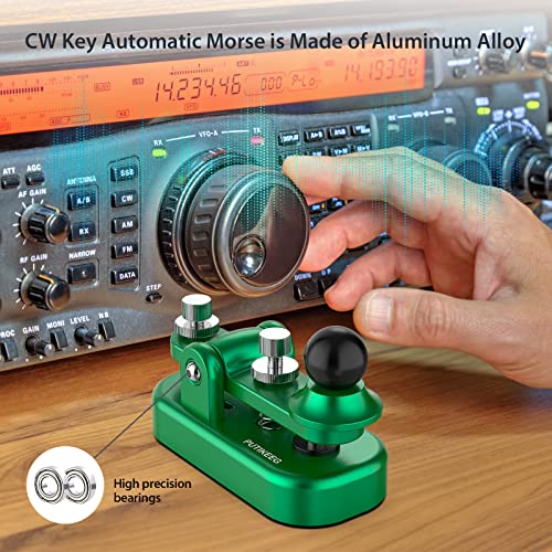Putikeeg Mini Morse Radio Key CW HAM Send Telegram Double Paddle Morse Code Key with Aluminum Alloy Body Base Green(S) - Image 2