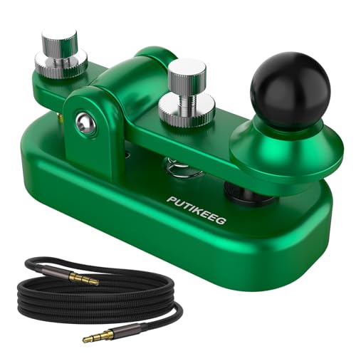 Putikeeg Mini Morse Radio Key CW HAM Send Telegram Double Paddle Morse Code Key with Aluminum Alloy Body Base Green(S) - Image 1