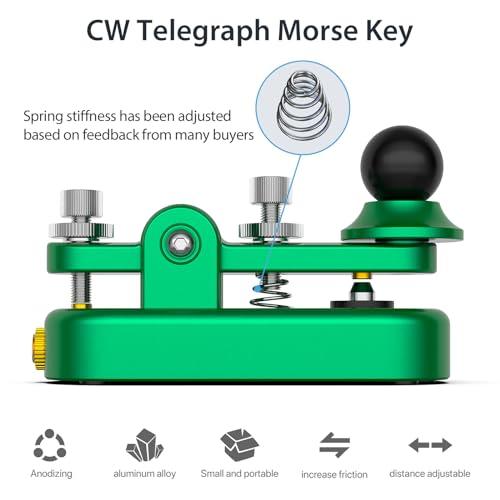 Putikeeg Mini Morse Radio Key CW HAM Send Telegram Double Paddle Morse Code Key with Aluminum Alloy Body Base Green(S) - Image 3