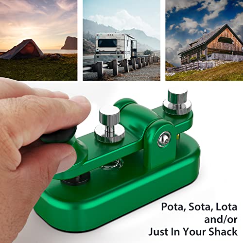 Putikeeg Mini Morse Radio Key CW HAM Send Telegram Double Paddle Morse Code Key with Aluminum Alloy Body Base Green(S) - Image 5