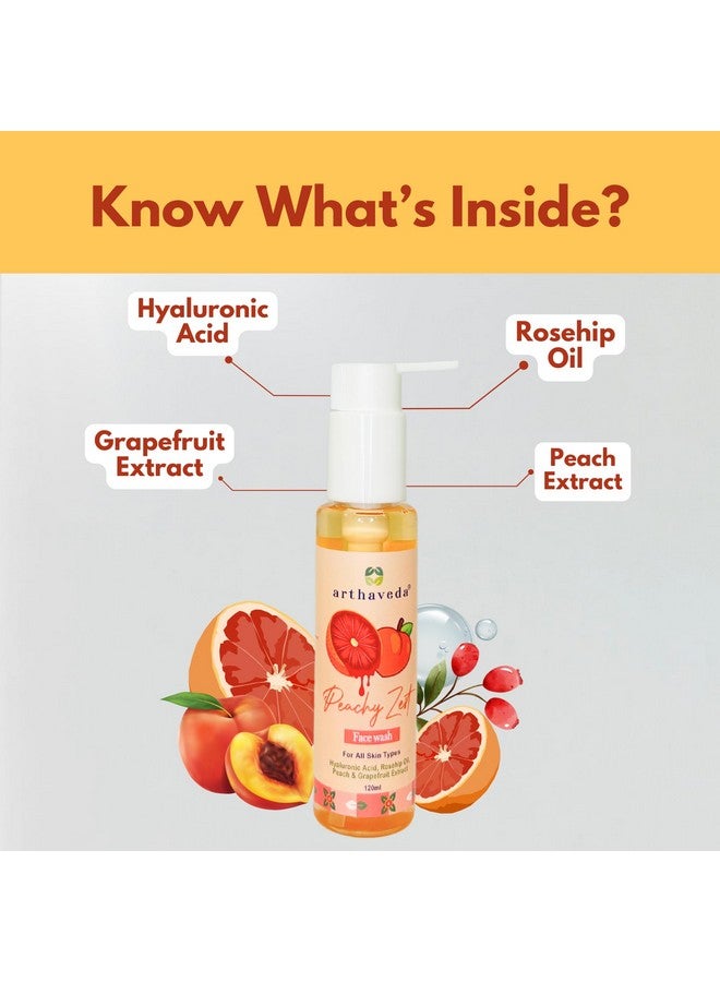 Arthaveda Hydrating Face Wash | 1% Hyaluronic Acid, Rosehip Oil, Peach & Grapefruit Extract | Gently Cleanses & Revives Skin | Suitable for All Skin Types | Refreshing & Nourishing | 120ml - Image 3