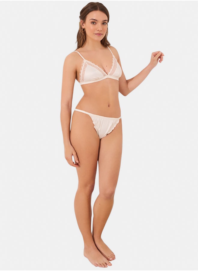 women'secret - Natural Triangle Bra Satin And Lace - Image 1