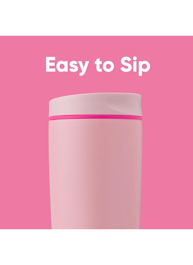 Owala - Owala SmoothSip Slider Insulated Stainless Steel Coffee Tumbler, Reusable Iced Coffee Cup, Hot Coffee Travel Mug, BPA Free 20 oz, Pink (Pucker Up) - Image 1