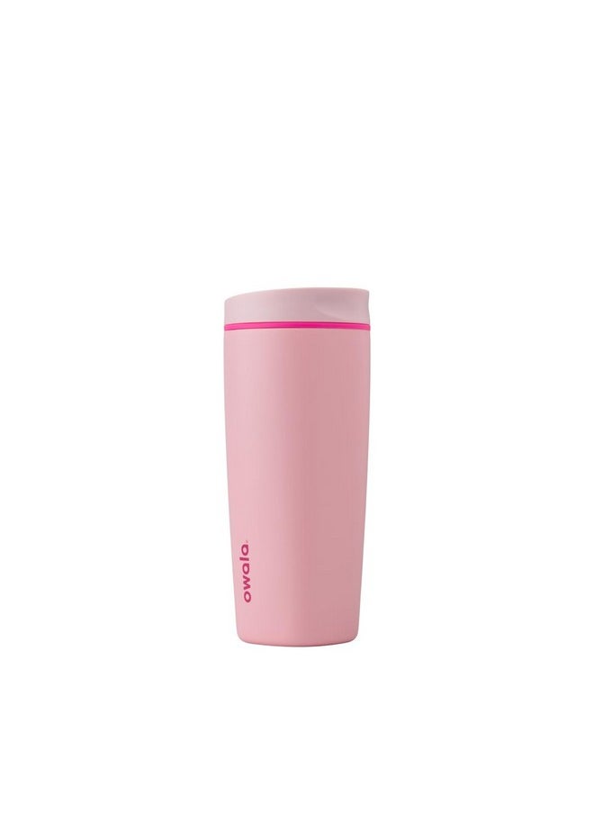 Owala - Owala SmoothSip Slider Insulated Stainless Steel Coffee Tumbler, Reusable Iced Coffee Cup, Hot Coffee Travel Mug, BPA Free 20 oz, Pink (Pucker Up) - Image 1