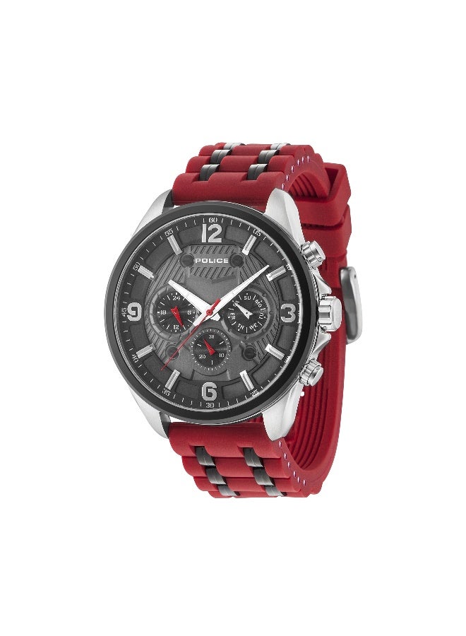 Men Close Up Red Silicone Strap Multifunction Watch for Men, 50mm