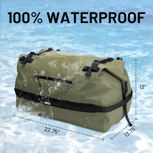 MIER Large Waterproof Duffel Bag Rolltop Dry Backpack Duffle Bags for Kayaking, Rafting, Boating, Swimming, Camping, Travel, Gym, Beach, 60L, Army Green - Image 2