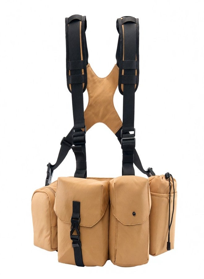 Cwatcun D104 Camera Harness Chest Pack Camera Vest Camera Bag Camera Waist Pack Waterproof for DSLR Camera Body Lens Smartphone Water Bottle - Image 1