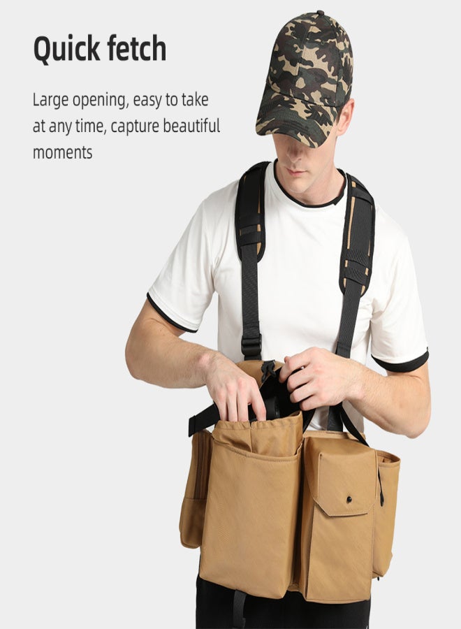 Cwatcun D104 Camera Harness Chest Pack Camera Vest Camera Bag Camera Waist Pack Waterproof for DSLR Camera Body Lens Smartphone Water Bottle - Image 5