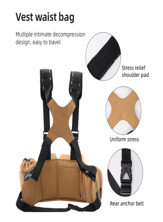 Cwatcun D104 Camera Harness Chest Pack Camera Vest Camera Bag Camera Waist Pack Waterproof for DSLR Camera Body Lens Smartphone Water Bottle - Image 3