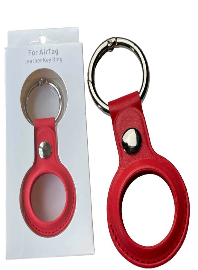 RKN Protective Leather Case Tracker Cover with Air Tag Holder (Red) - Image 1