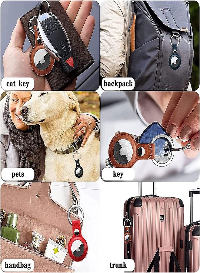 RKN Protective Leather Case Tracker Cover with Air Tag Holder (Red) - Image 2