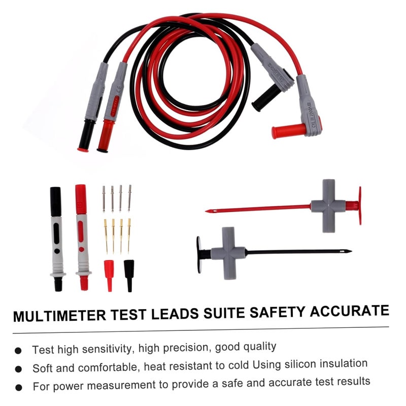 16pcs Multimeter Test Lead Kit for Electrical Testing Flexible Banana Plug and Spade Terminal Probes Insulated with Comfortable Grip for Electricians and DIY Projects - Image 3