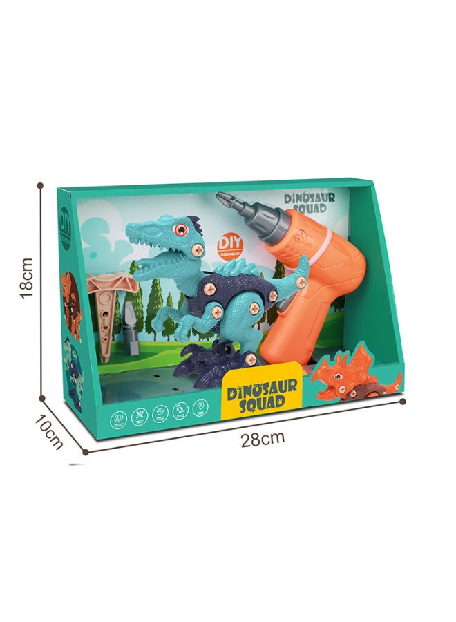 DIY Disassembly Dinosaur Toys Single Pack Display Box Products Children Screw Assembly Toy 6071-Color:Triceratops + Electric display Box Packaging】 - Image 5