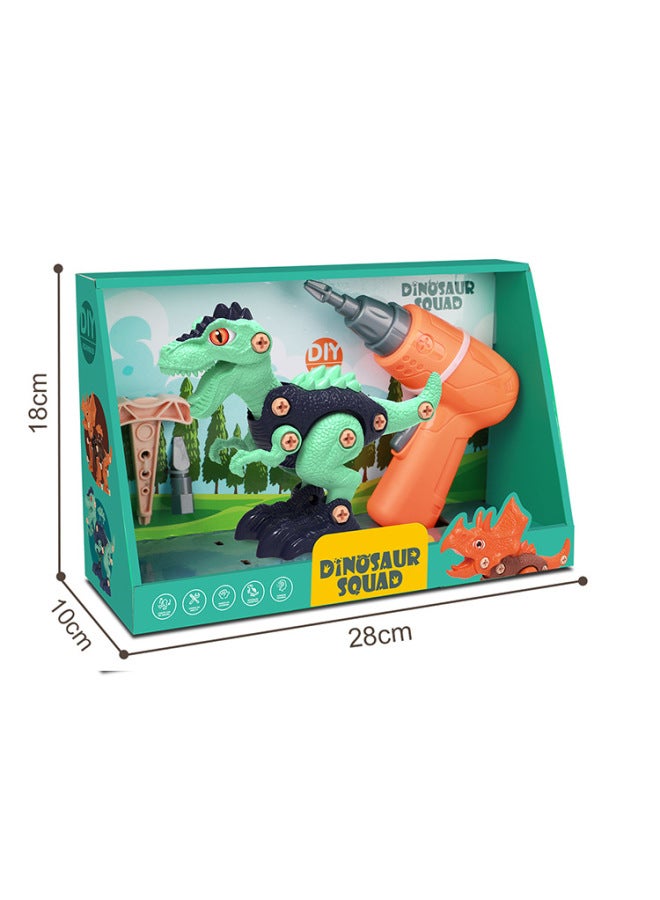 DIY Disassembly Dinosaur Toys Single Pack Display Box Products Children Screw Assembly Toy 6071-Color:Triceratops + Electric display Box Packaging】 - Image 2