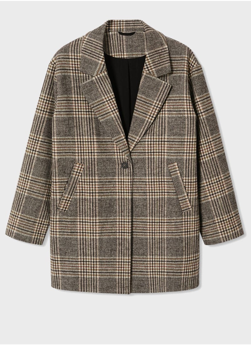 MANGO - Kids Checked Long Coat - Image 1
