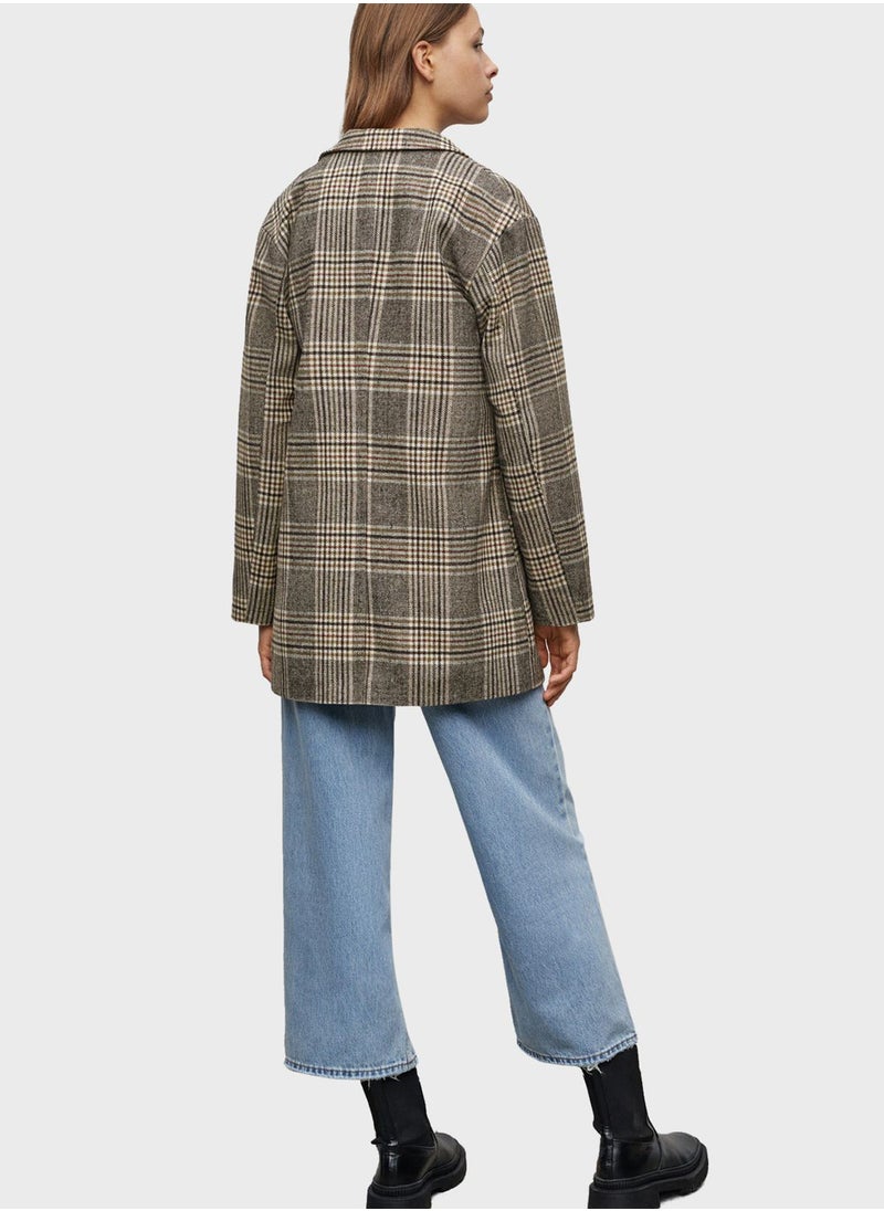 MANGO - Kids Checked Long Coat - Image 1