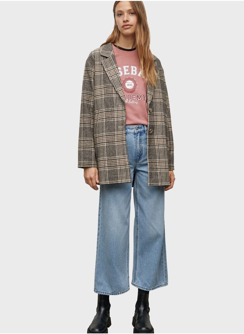 MANGO - Kids Checked Long Coat - Image 1