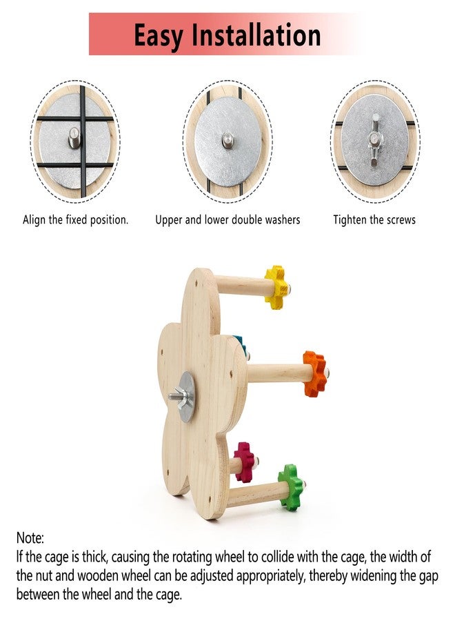 DVHEY Bird Rotating Perch Toy,Durable Unique Wooden Ferris Wheel Parrot Toys with 5 Perches,Bird Cage Accessories for Parakeet, Cockatiel, Budgerigar,Conures, Lovebirds - Image 3
