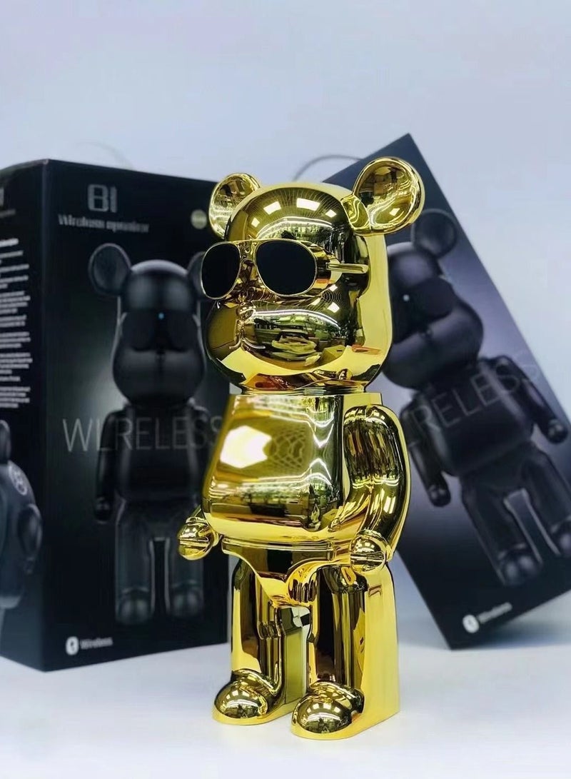 B1 High Volume Violent Bear Wireless Bluetooth Speaker TWS Stereo | Radio | TF Card | USB & AUX Mode Hands-free Subwoofer Wireless Speaker for Home and Outdoor - Gold
