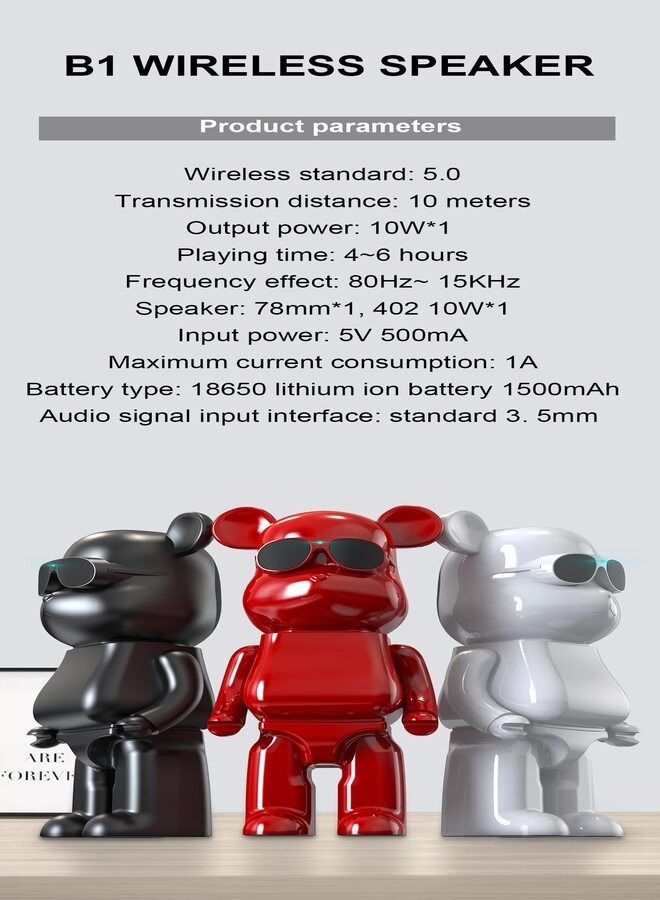 B1 High Volume Violent Bear Wireless Bluetooth Speaker TWS Stereo | Radio | TF Card | USB & AUX Mode Hands-free Subwoofer Wireless Speaker for Home and Outdoor - Gold