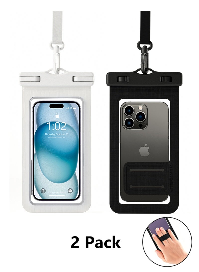 ZAFRA 2 Pack Waterproof Phone Case IPX8 Certified 30M Universal Waterproof Phone Pouch Case Cellphone Dry Bag Case Fit for up to 7.2'' Compatible with iPhone 17/16/15/14/13 Pro Max Samsung Galaxy S26/S25/S24 Ultra for Swimming & Beach (Black & White) - Image 1
