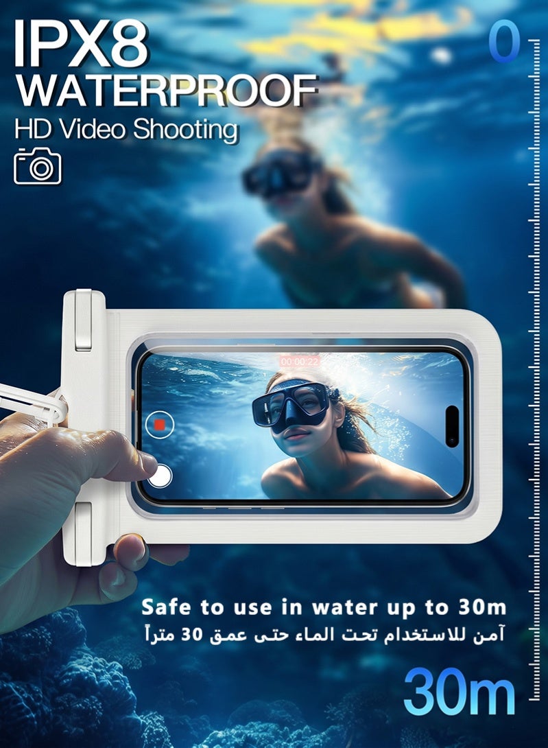 ZAFRA 2 Pack Waterproof Phone Case IPX8 Certified 30M Universal Waterproof Phone Pouch Case Cellphone Dry Bag Case Fit for up to 7.2'' Compatible with iPhone 17/16/15/14/13 Pro Max Samsung Galaxy S26/S25/S24 Ultra for Swimming & Beach (Black & White) - Image 5