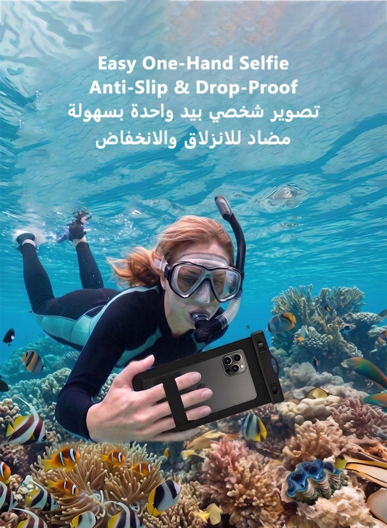 ZAFRA 2 Pack Waterproof Phone Case IPX8 Certified 30M Universal Waterproof Phone Pouch Case Cellphone Dry Bag Case Fit for up to 7.2'' Compatible with iPhone 17/16/15/14/13 Pro Max Samsung Galaxy S26/S25/S24 Ultra for Swimming & Beach (Black & White) - Image 2