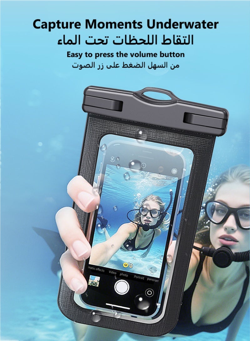 ZAFRA 2 Pack Waterproof Phone Case IPX8 Certified 30M Universal Waterproof Phone Pouch Case Cellphone Dry Bag Case Fit for up to 7.2'' Compatible with iPhone 17/16/15/14/13 Pro Max Samsung Galaxy S26/S25/S24 Ultra for Swimming & Beach (Black & White) - Image 4
