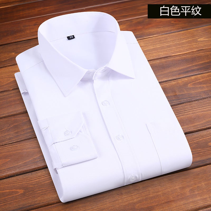 Summer Men'S White Shirt Long Sleeve Business Casual Non-Iron Work Clothes Wedding Black Shirt Formal Dress - Image 1