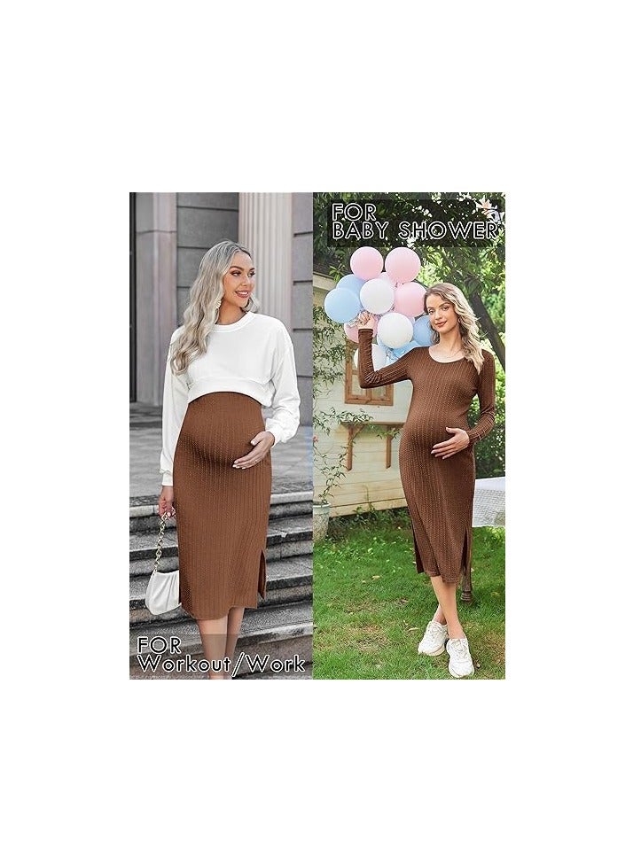 Maternity Pants Comfortable Stretch Over-Bump Women Pregnancy Casual Capris for Work  - Image 4