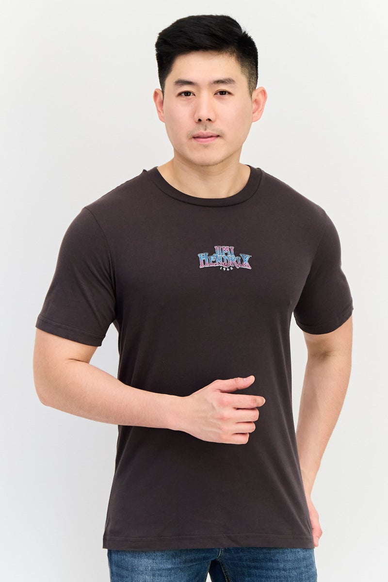 GAP Men Crew Neck Short Sleeves Graphic Print T-Shirt, Dark Brown - Image 1