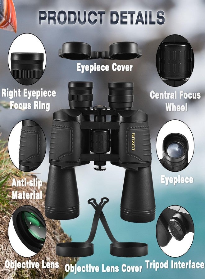 LUXUN Binoculars for Adults High Powered,20x50 Binoculars with BAK4 Prism FMC Lens, Waterproof Telescope for Bird Watching, Hunting, Football Games, Travel and Cruise with Carrying Bag and Strap - Image 4