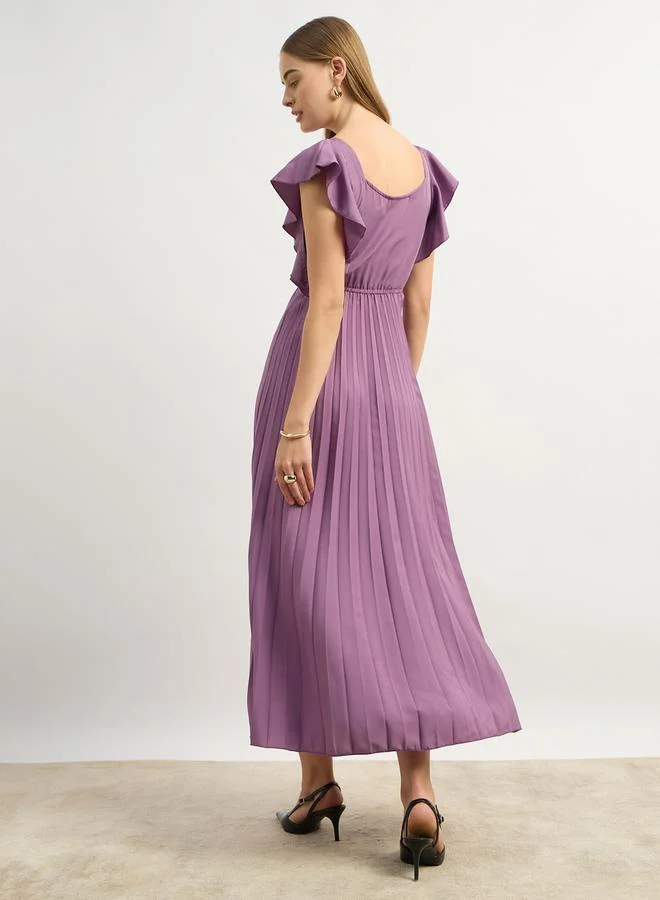Styli Pleated Ruffle Dress