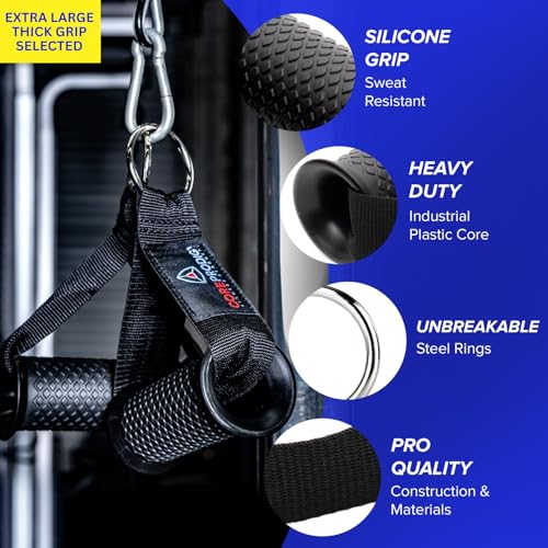 Core Prodigy Heavy Duty Exercise Handles Extra Large Size - Grip Attachments for Cable Machine Pulleys, Gym Equipment, Resistance Bands, and Weight Lifting (Fat/Thick) - Image 2