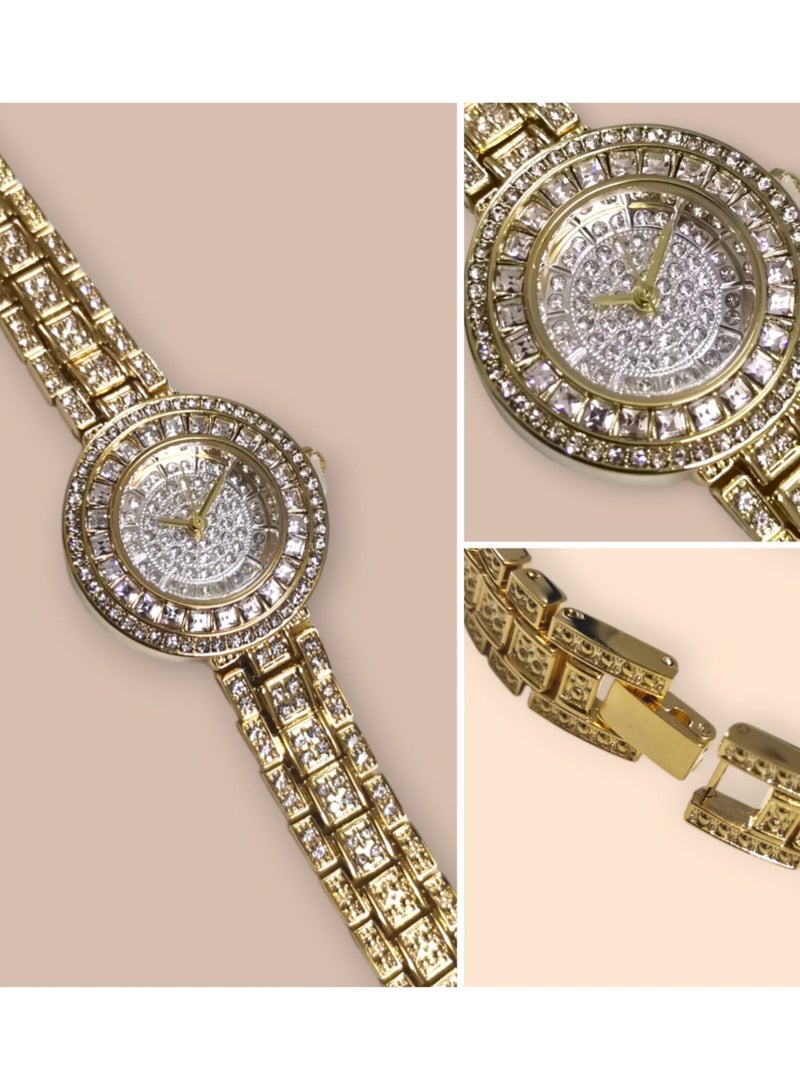 ريفولي طقم نسائي أنيق من الفولاذ المقاوم للصدأ يتكون من ساعة مقاومة للماء مع مجموعة من الأساور والخواتم والقلائد والأقراط - Image 3