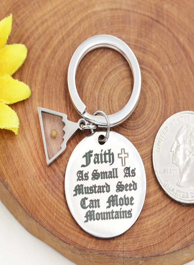 Uloveido Faith of a Mustard Seed Can Move Mountains Keychain - Stainless Scripture Keyring with Triangle Mountain Charm Y2929 - Image 3
