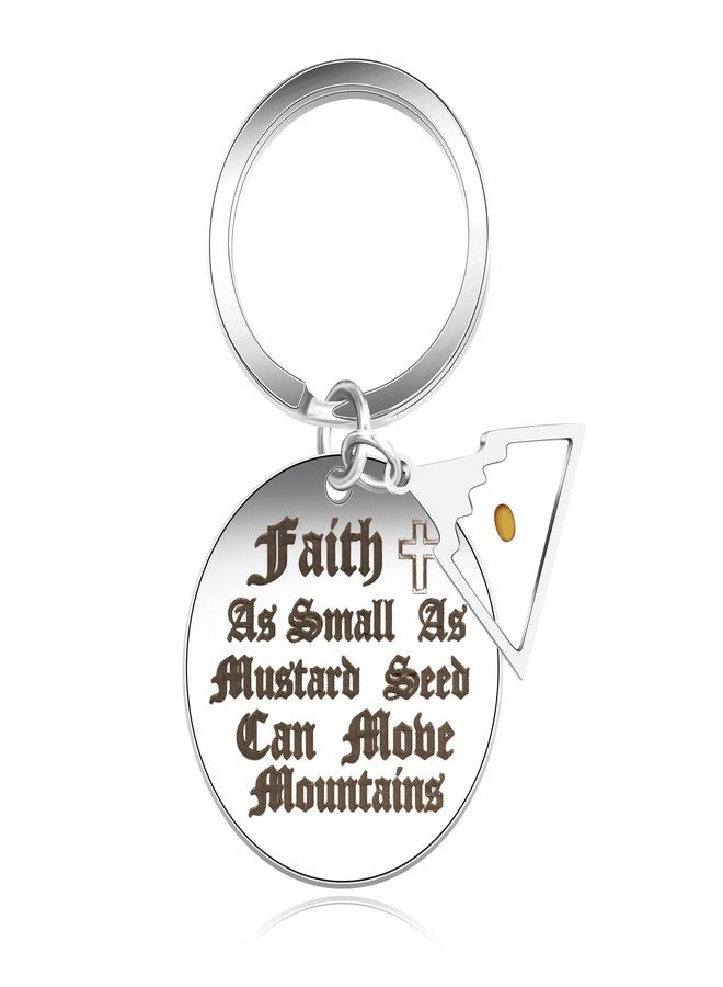 Uloveido Faith of a Mustard Seed Can Move Mountains Keychain - Stainless Scripture Keyring with Triangle Mountain Charm Y2929 - Image 1