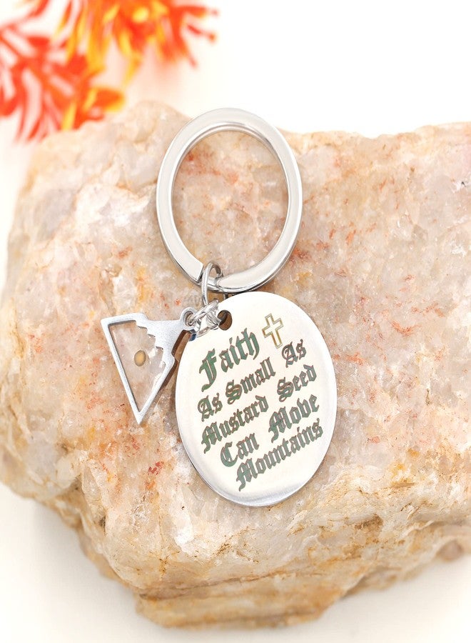 Uloveido Faith of a Mustard Seed Can Move Mountains Keychain - Stainless Scripture Keyring with Triangle Mountain Charm Y2929 - Image 4
