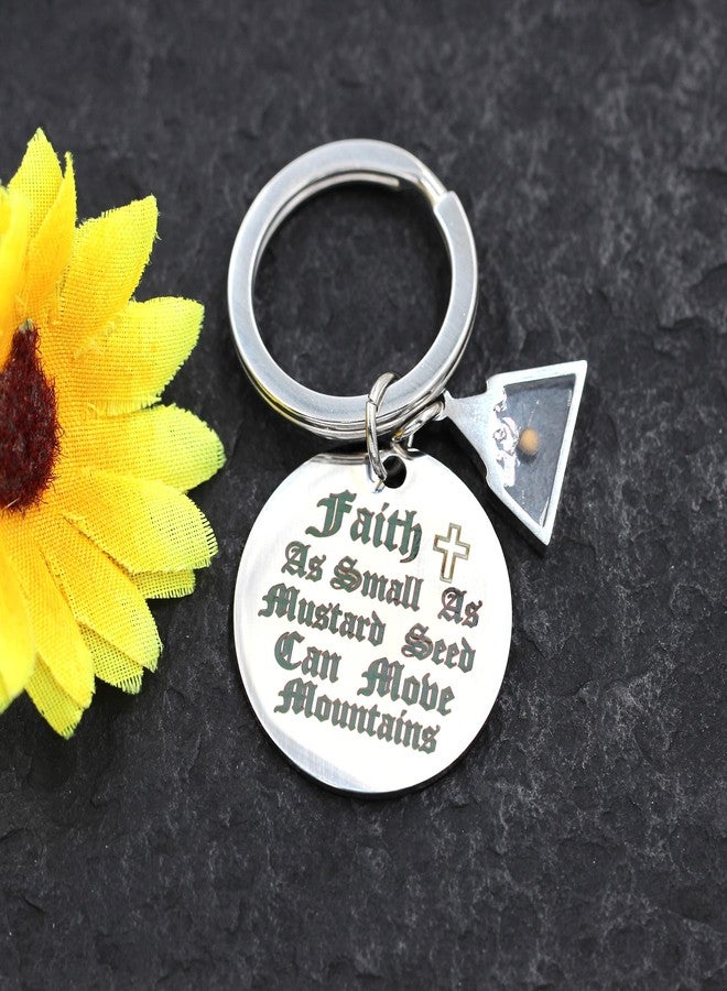 Uloveido Faith of a Mustard Seed Can Move Mountains Keychain - Stainless Scripture Keyring with Triangle Mountain Charm Y2929 - Image 2